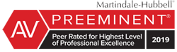 Martindale-Hubbell Preeminent Peer Rated for Highest Level of Professional Exellence 2019